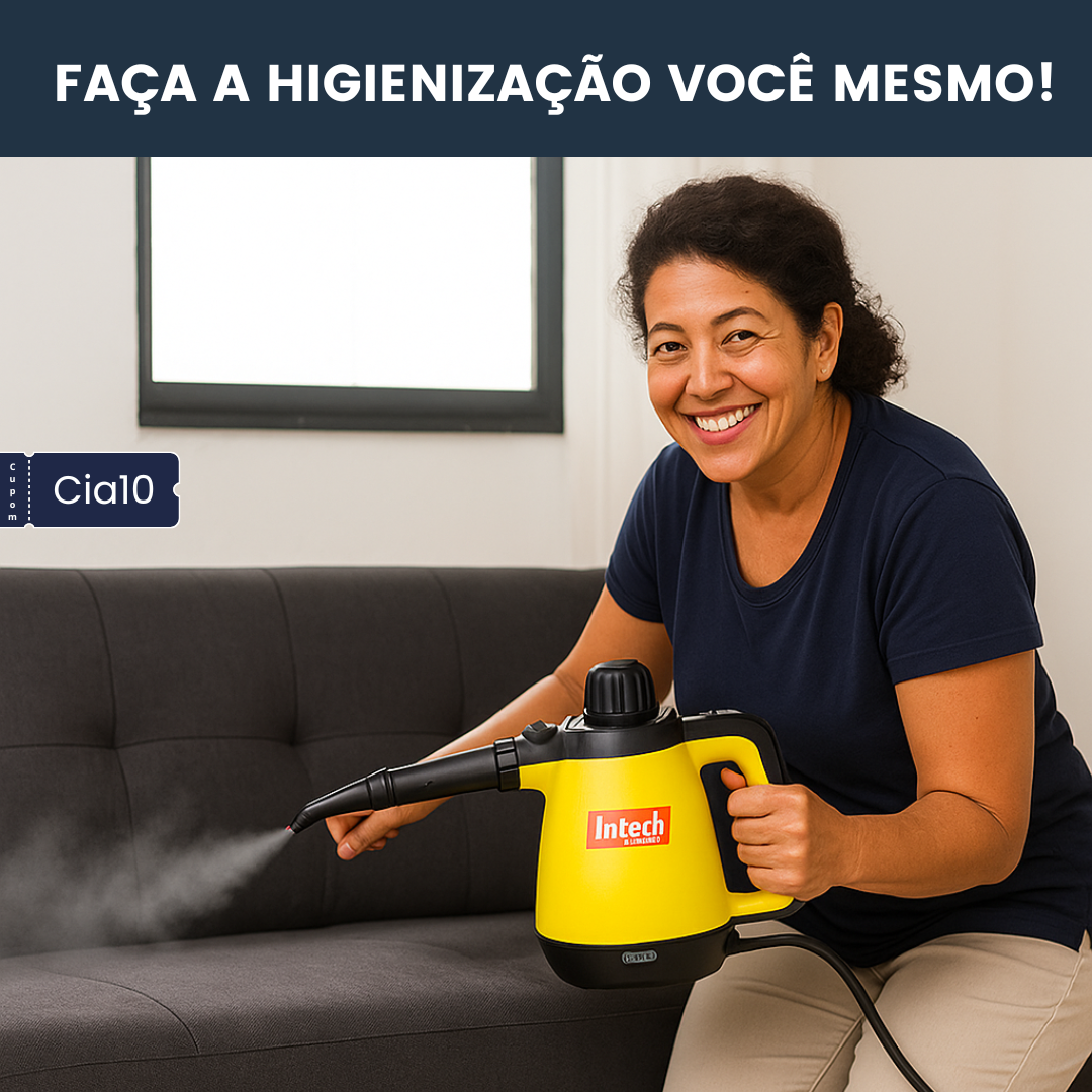 Limpador à Vapor com 9 acessórios + Brinde Esponja Mágica