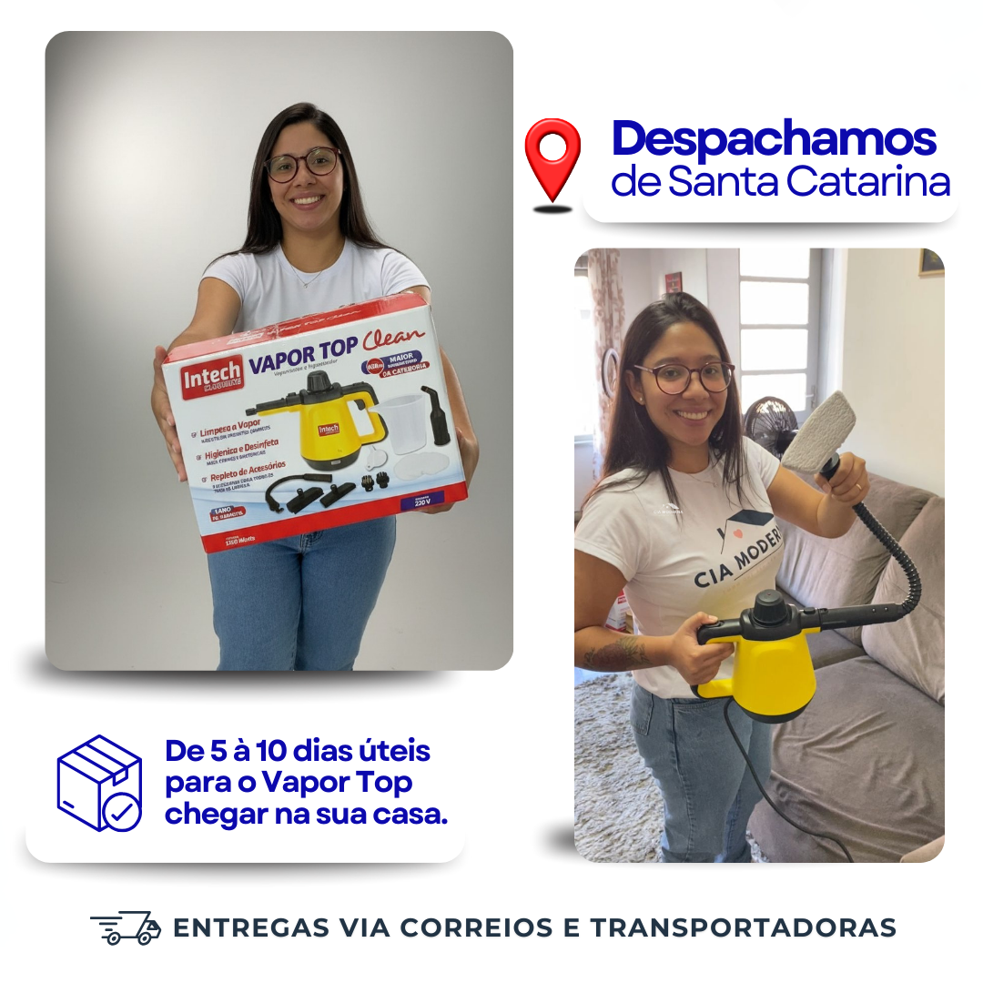 Limpador à Vapor com 9 acessórios + Brinde Esponja Mágica