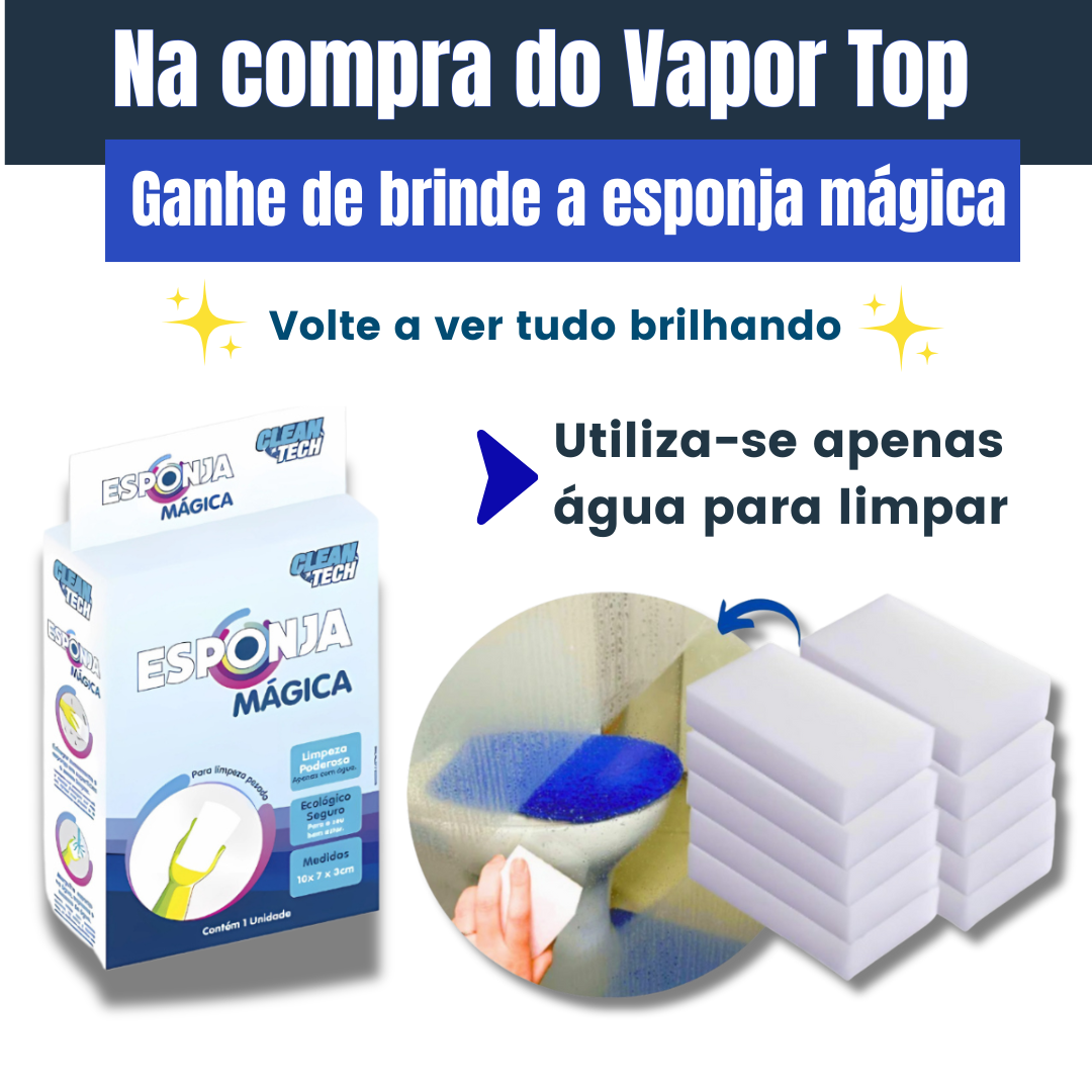 Limpador à Vapor com 9 acessórios + Brinde Esponja Mágica