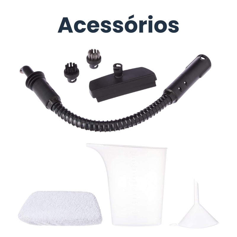 Limpador à Vapor com 9 acessórios + Brinde Esponja Mágica