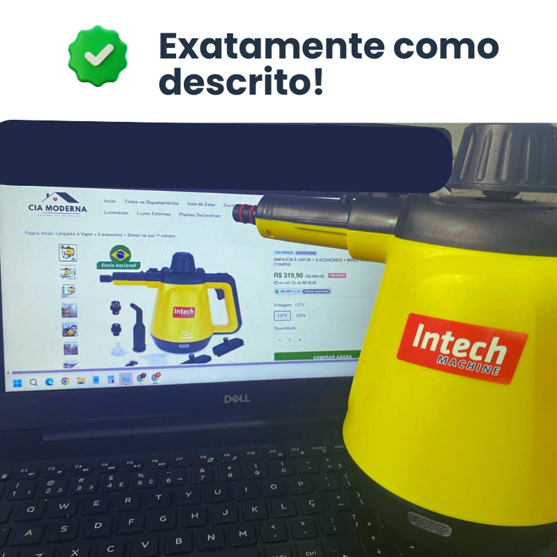Limpador à Vapor com 9 acessórios + Brinde Esponja Mágica