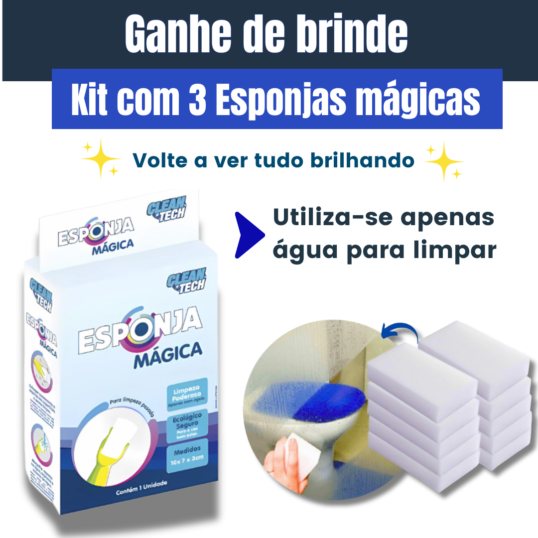 Limpador à Vapor com 9 acessórios + Brinde Esponja Mágica