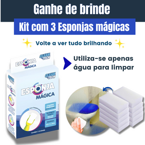 Limpador à Vapor com 9 acessórios + Brinde Esponja Mágica