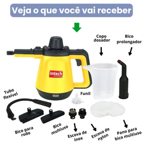 Limpador à Vapor com 9 acessórios + Brinde Esponja Mágica