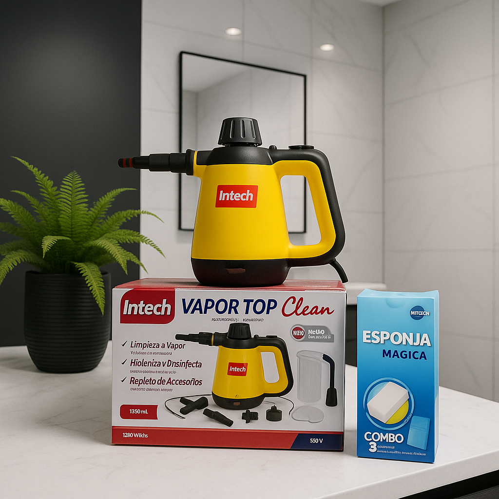 Limpador à Vapor com 9 acessórios + Brinde Esponja Mágica