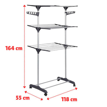 Varal Dobrável 3 Andares com Rodinhas