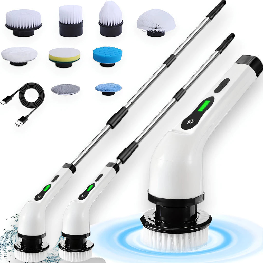 Escova Elétrica de Limpeza Gira 360 + 9 acessórios