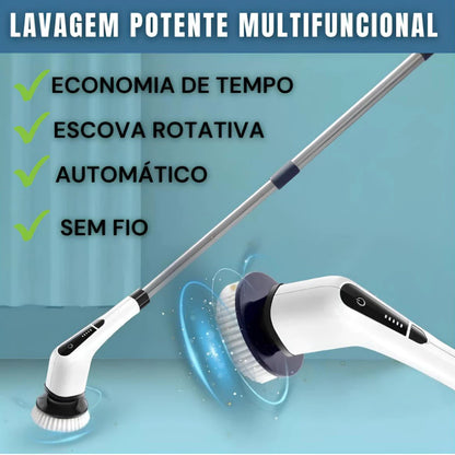 Escova Elétrica de Limpeza Gira 360 + 9 acessórios