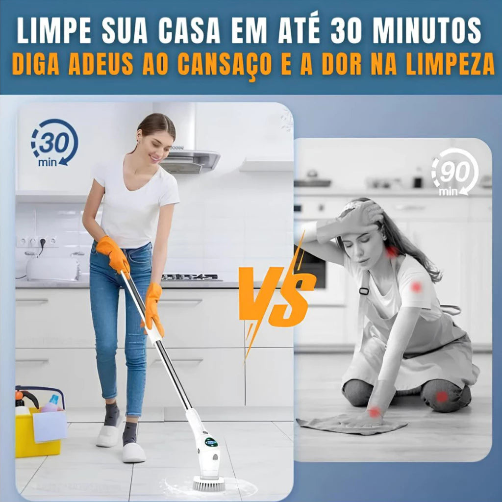 Escova Elétrica de Limpeza Gira 360 + 9 acessórios