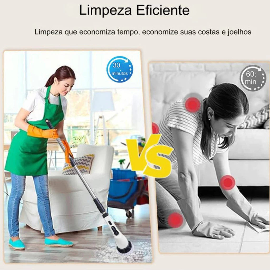 Escova Elétrica de Limpeza Gira 360 + 9 acessórios