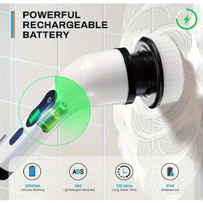 Escova Elétrica de Limpeza Gira 360 + 9 acessórios