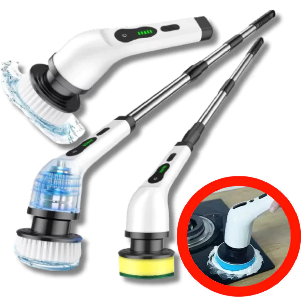 Escova Elétrica de Limpeza Gira 360 + 9 acessórios
