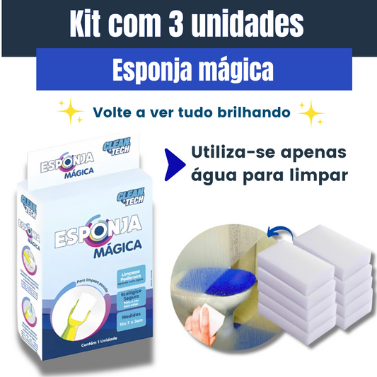 Kit com 3 unidades Esponja Mágica