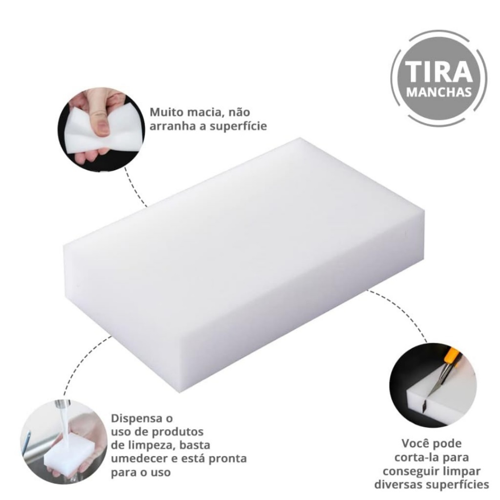 Kit Esponjas Mágica Bucha Melamina Tira Mancha Original Desengordura Limpeza