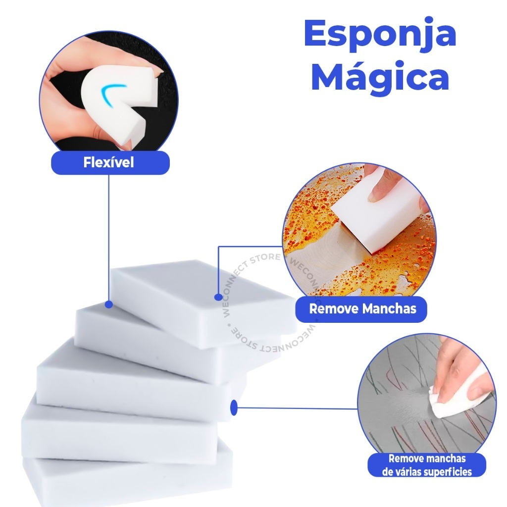 Kit Esponjas Mágica Bucha Melamina Tira Mancha Original Desengordura Limpeza
