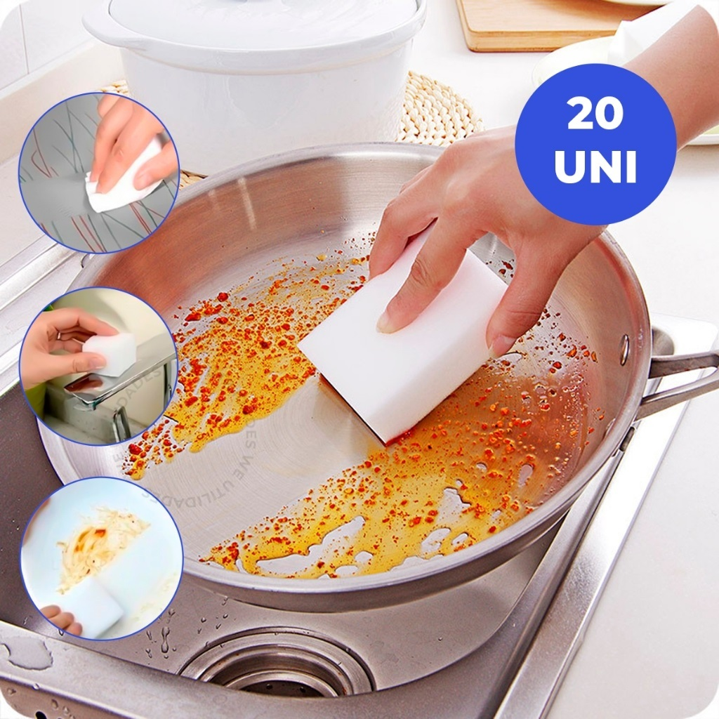 Kit Esponjas Mágica Bucha Melamina Tira Mancha Original Desengordura Limpeza