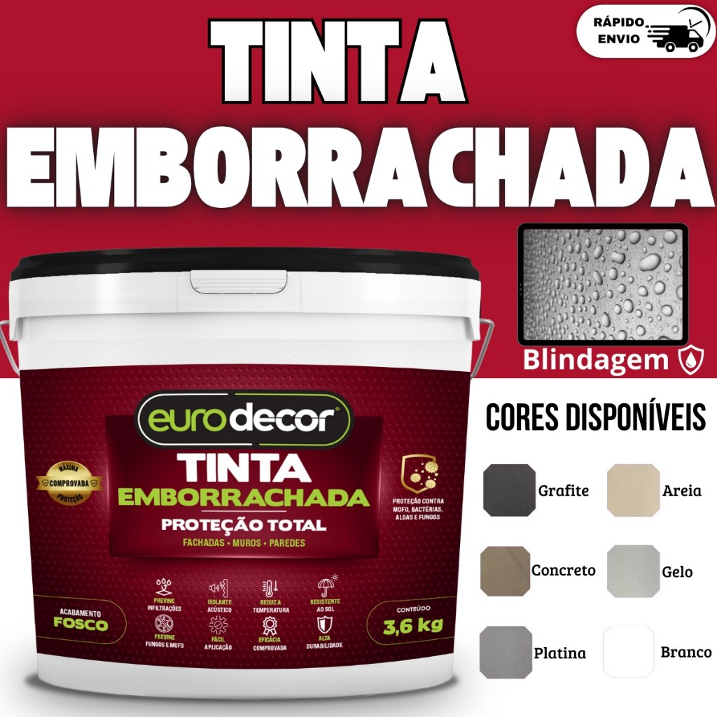 Tinta Emborrachada Premium 3.6kg Impermeabilizante Flexível 3.6kg ou 1kg
