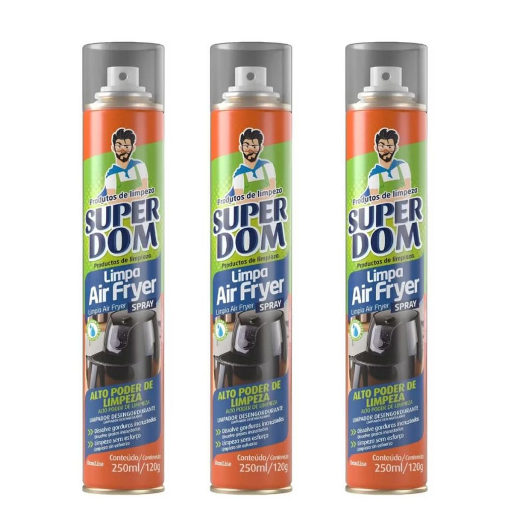 Kit Limpa Air Fryer - Forno Super Dom Spray - 250ml (Alto Poder de Limpeza)