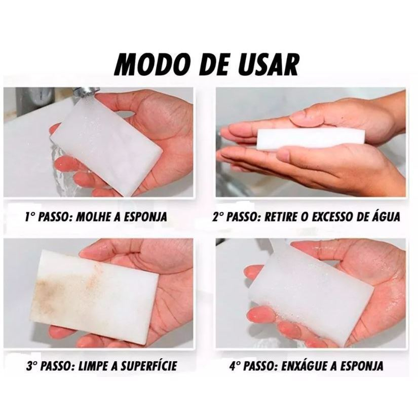Kit Esponjas Mágica Bucha Melamina Tira Mancha Original Desengordura Limpeza
