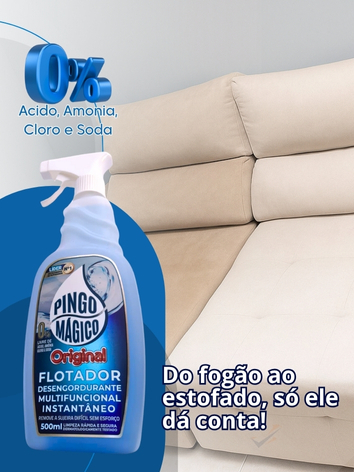 Pingo Magico Limpa Sofá Cadeira Estofados Remove Mancha Desengordurante Limpeza Completa