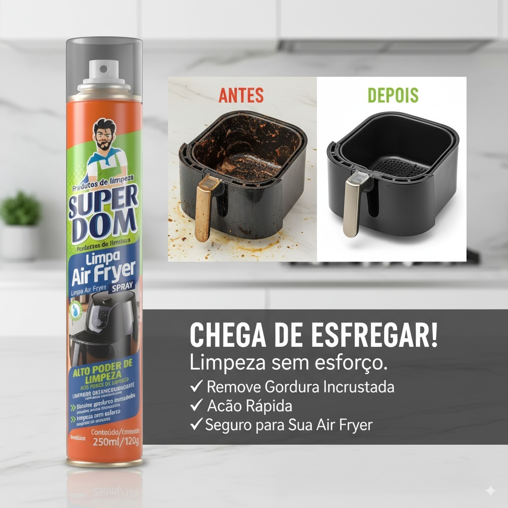 Kit Limpa Air Fryer - Forno Super Dom Spray - 250ml (Alto Poder de Limpeza)