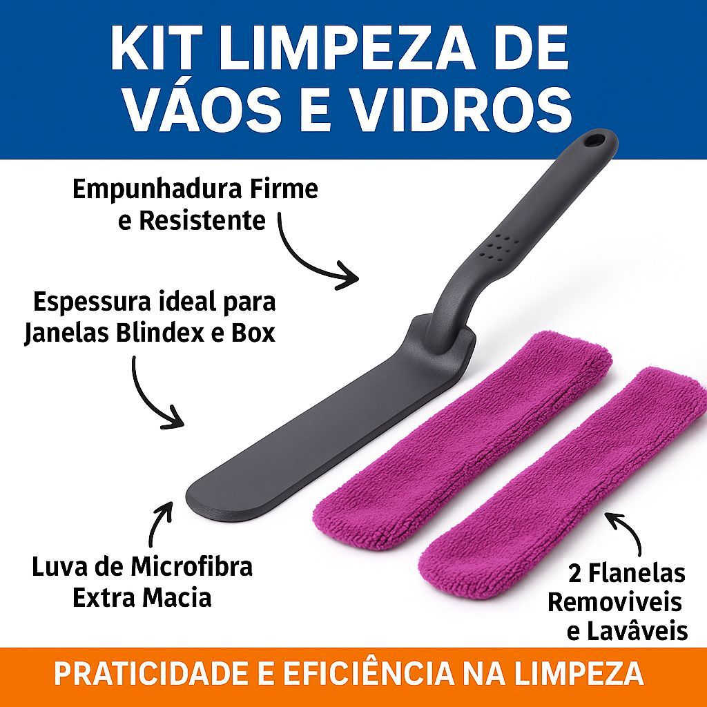 KIT Limpeza de Vãos Ákora Limpa Box e Blindex Limpador De Transpasse Frestas e Fendas