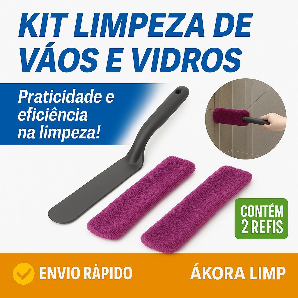 KIT Limpeza de Vãos Ákora Limpa Box e Blindex Limpador De Transpasse Frestas e Fendas