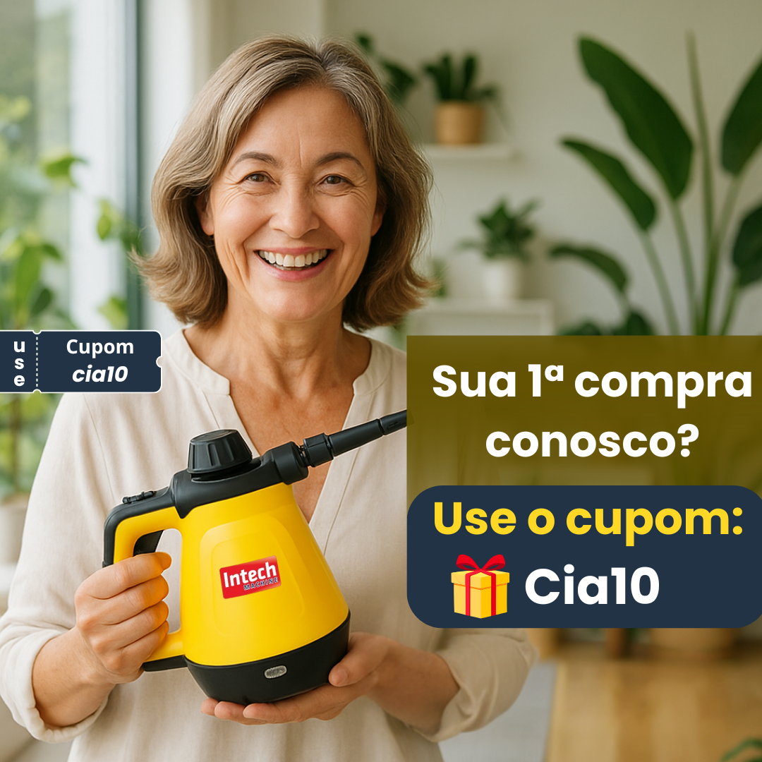 Limpador à Vapor com 9 acessórios + Brinde Esponja Mágica