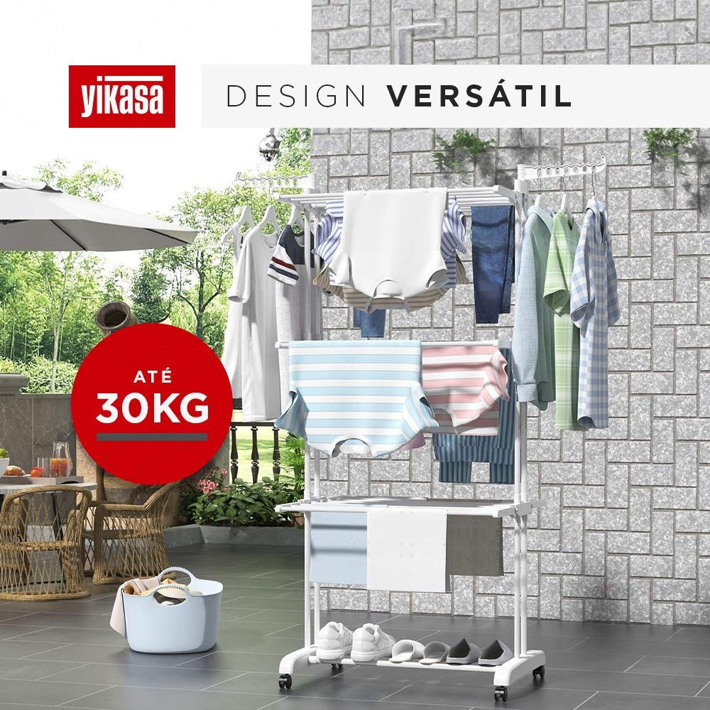 Varal De Chão Dobrável 3 Andares Branco